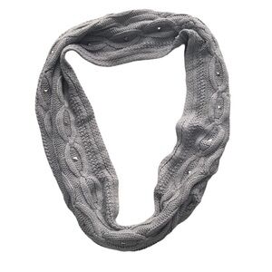 GRAY Saks Fifth Avenue cable knit studded infinity scarf